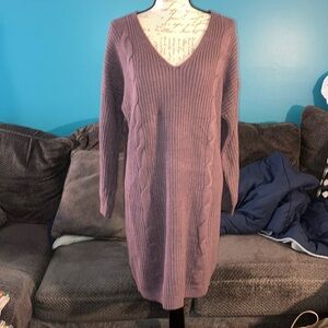 Full Circle Trends V-Neck Sweater Dress, 1X
